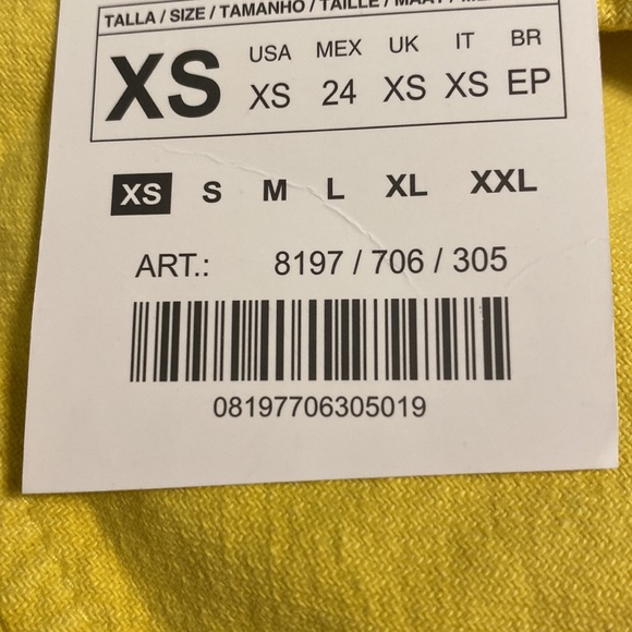 Zara Yellow NEVER WORN tag on, crop jean jacket size:XS - Picture 5 of 5